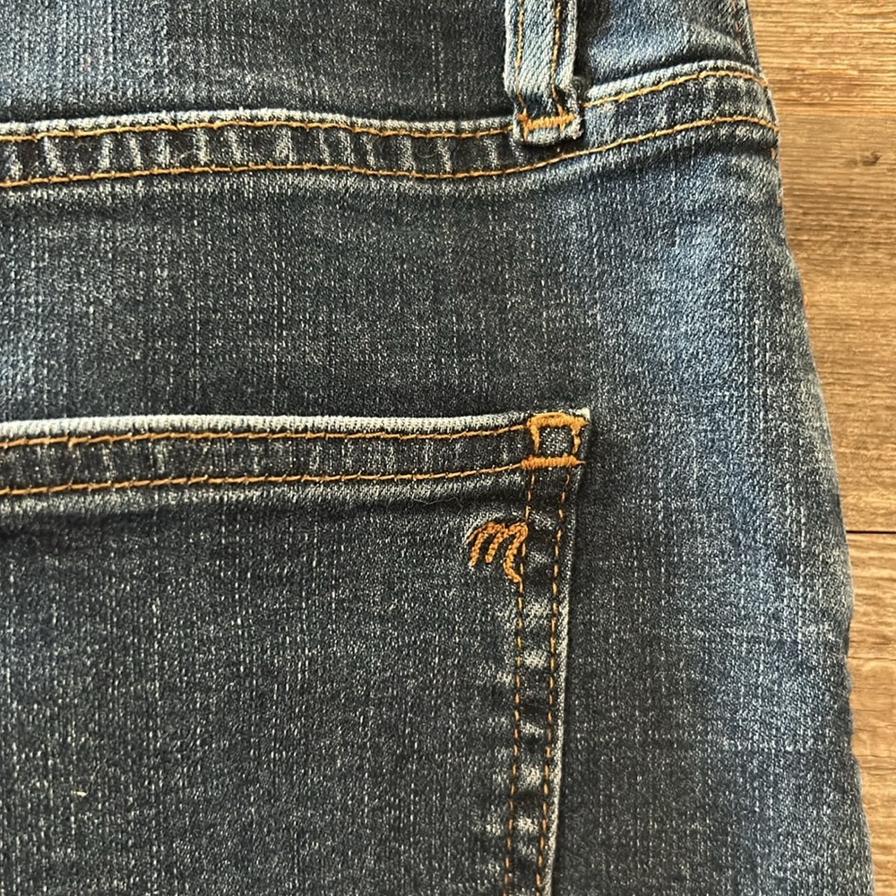 Madewell Denim Mini Frayed Hem Front Slit Skirt Size 30 - Picture 3 of 8